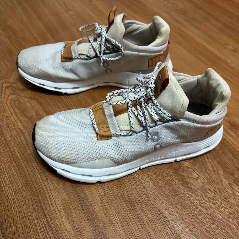 On Cloudnova lifestyle Men’s sneakers in the 'White Pearl Brown' colorway 8.5